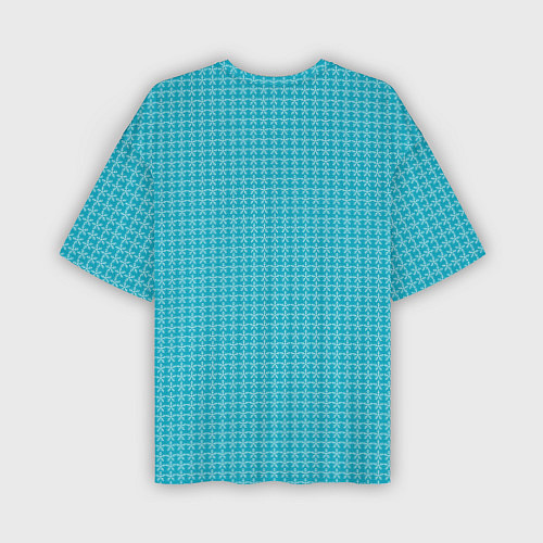 Мужская футболка оверсайз Мелкие снежинки паттерн голубой / 3D-принт – фото 2