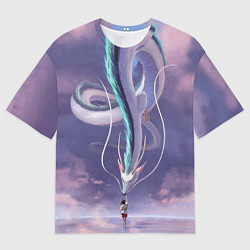 Футболка оверсайз мужская Унесенные призраками- дракон и девочка, цвет: 3D-принт