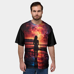 Футболка оверсайз мужская Девушка на закате - космос, цвет: 3D-принт — фото 2