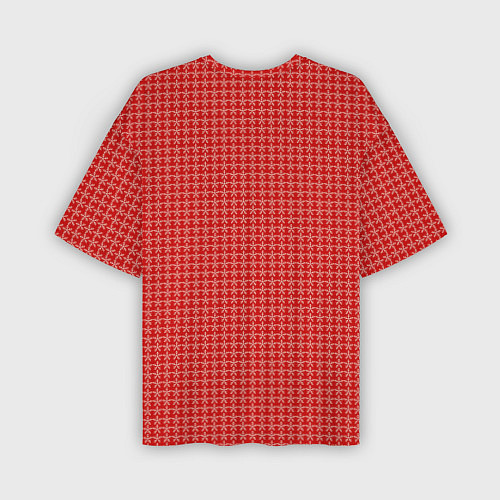 Мужская футболка оверсайз Мелкие снежинки паттерн красный / 3D-принт – фото 2