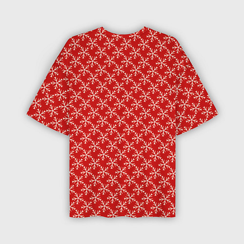 Мужская футболка оверсайз Паттерн снежинки красный / 3D-принт – фото 2