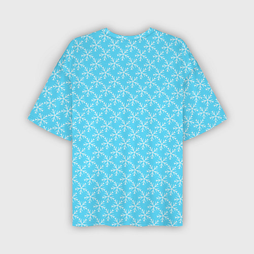 Мужская футболка оверсайз Паттерн снежинки голубой / 3D-принт – фото 2