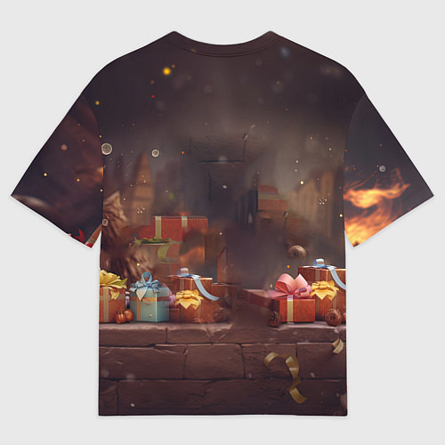 Мужская футболка оверсайз Праздничный новогодний дракон / 3D-принт – фото 2