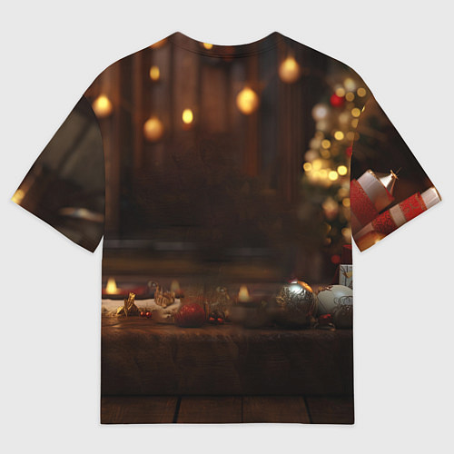 Мужская футболка оверсайз Белый новогодний дракон / 3D-принт – фото 2