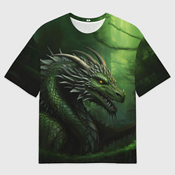 Мужская футболка оверсайз Зеленый дракон символ 2024