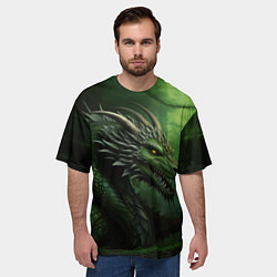 Футболка оверсайз мужская Зеленый дракон символ 2024, цвет: 3D-принт — фото 2