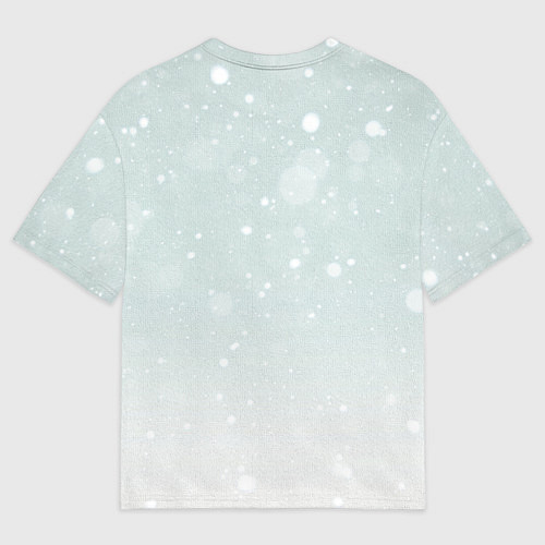 Мужская футболка оверсайз Дракон у наряженной ёлки и заяц беляк / 3D-принт – фото 2