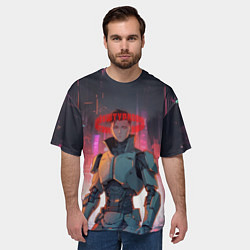 Футболка оверсайз мужская Боевой кибернетический штурмовик, цвет: 3D-принт — фото 2