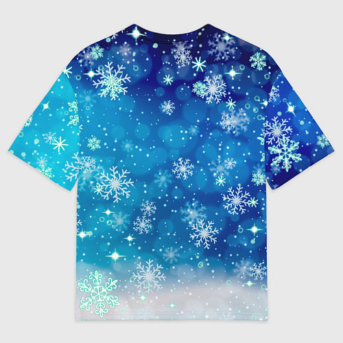 Мужская футболка оверсайз Маленький дракончик в снежинках / 3D-принт – фото 2