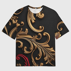 Мужская футболка оверсайз Золотые абстрактные узоры