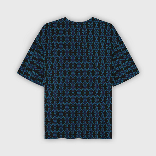 Мужская футболка оверсайз Узоры чёрно-синий паттерн / 3D-принт – фото 2