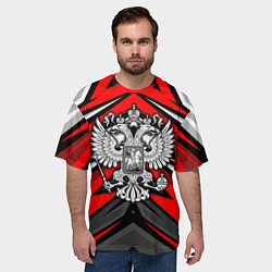 Футболка оверсайз мужская Россия - красная геометрия, цвет: 3D-принт — фото 2