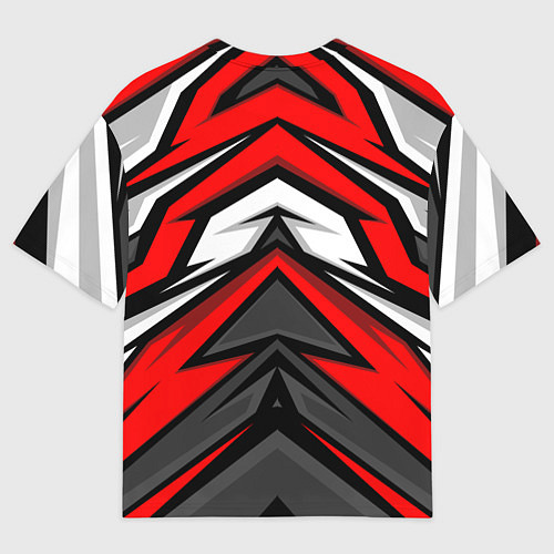 Мужская футболка оверсайз Россия - красная геометрия / 3D-принт – фото 2