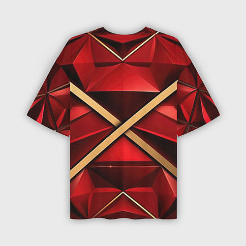 Мужская футболка оверсайз Золотые ленты на красном фоне / 3D-принт – фото 2