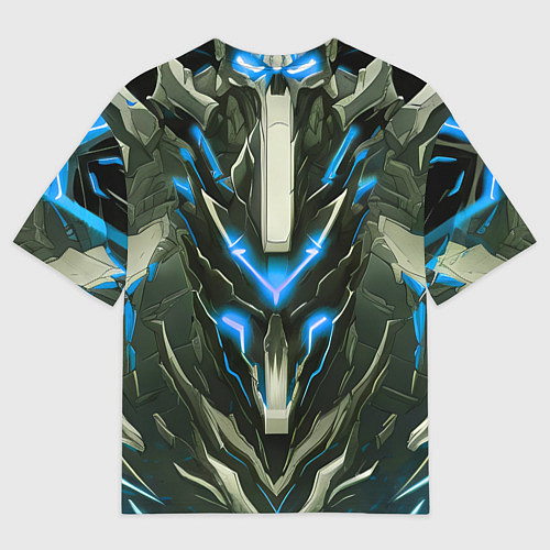 Мужская футболка оверсайз Синяя кибер броня / 3D-принт – фото 2