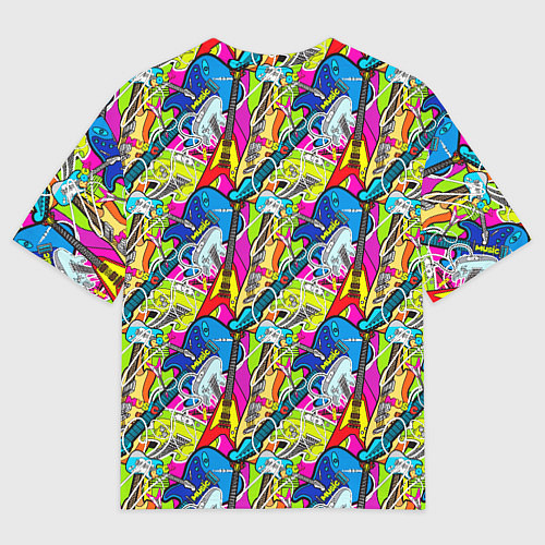 Мужская футболка оверсайз Multicolored guitars / 3D-принт – фото 2