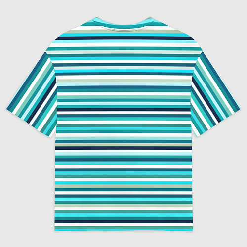 Мужская футболка оверсайз Бело-сине-зелёный в полоску / 3D-принт – фото 2