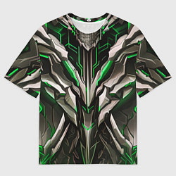Футболка оверсайз мужская Зелёная кибер броня модерн, цвет: 3D-принт