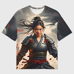 Футболка оверсайз мужская Самурайка с катаной, цвет: 3D-принт
