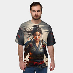 Футболка оверсайз мужская Самурайка с катаной, цвет: 3D-принт — фото 2