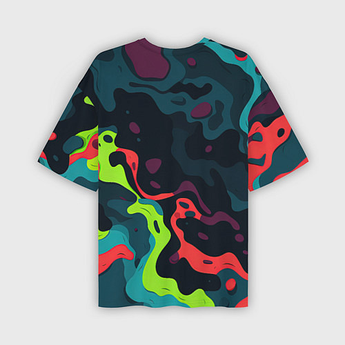 Мужская футболка оверсайз Яркий кислотный абстрактный камуфляж / 3D-принт – фото 2