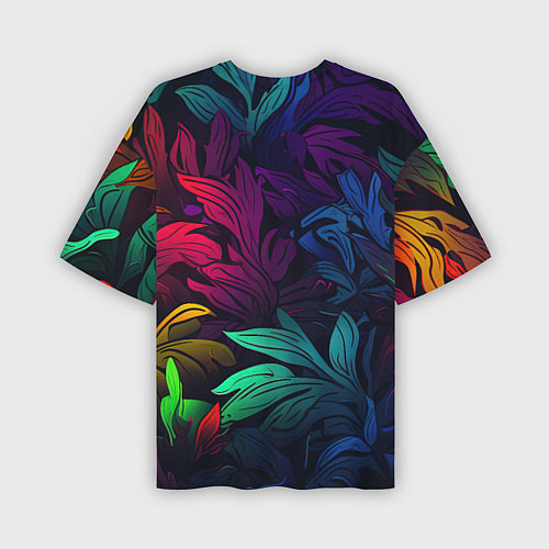 Мужская футболка оверсайз Яркие абстрактные листья / 3D-принт – фото 2