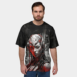 Футболка оверсайз мужская Женщина-киборг, цвет: 3D-принт — фото 2