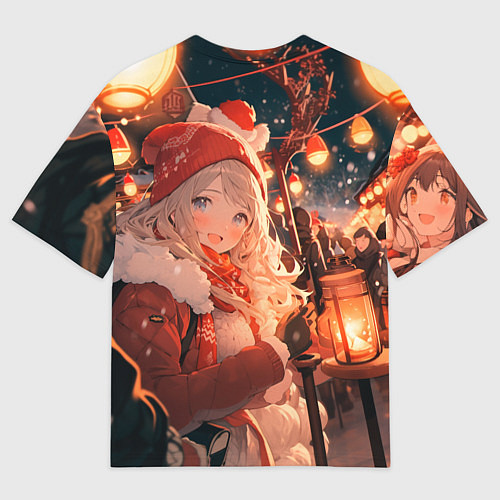 Мужская футболка оверсайз Новогодняя подруга / 3D-принт – фото 2