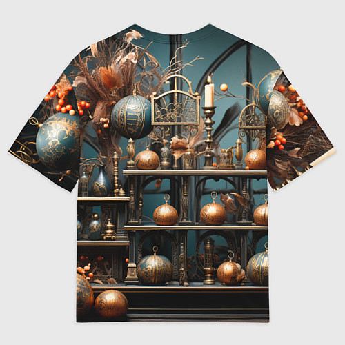 Мужская футболка оверсайз Новогодняя полка / 3D-принт – фото 2