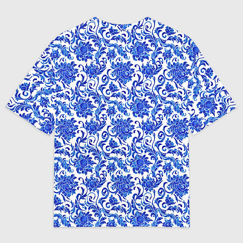 Мужская футболка оверсайз Гжель классика / 3D-принт – фото 2