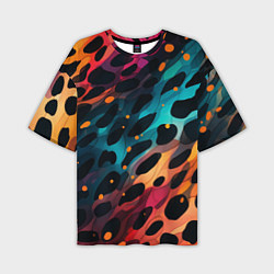 Мужская футболка оверсайз Разноцветный леопардовый паттерн