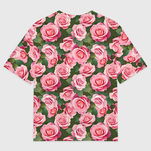 Мужская футболка оверсайз Розовые розы паттерн / 3D-принт – фото 2