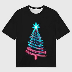 Мужская футболка оверсайз Неоновая ёлка