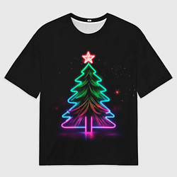 Мужская футболка оверсайз Неоновая ёлка