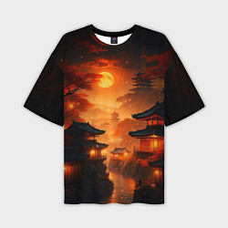 Мужская футболка оверсайз Мрачная япония - пейзаж