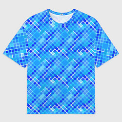 Футболка оверсайз мужская Синяя сетка, цвет: 3D-принт