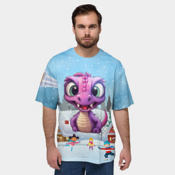 Футболка оверсайз мужская Милый маленький дракон 2024, цвет: 3D-принт — фото 2