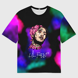 Мужская футболка оверсайз Lil peep рэп неоновый градиент