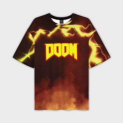 Футболка оверсайз мужская Doom storm огненное лого, цвет: 3D-принт