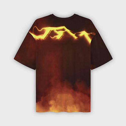 Мужская футболка оверсайз Doom storm огненное лого / 3D-принт – фото 2