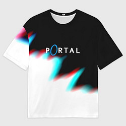 Мужская футболка оверсайз Portal game blink color