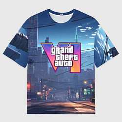 Футболка оверсайз мужская GTA 6 ночной город, цвет: 3D-принт