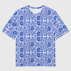 Мужская футболка оверсайз Гжельская роспись