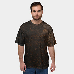 Футболка оверсайз мужская Темная текстура - сухая земля, цвет: 3D-принт — фото 2