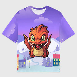 Футболка оверсайз мужская Агрессивный дракон 2024, цвет: 3D-принт