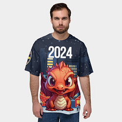 Футболка оверсайз мужская Рыжий дракон 2024, цвет: 3D-принт — фото 2