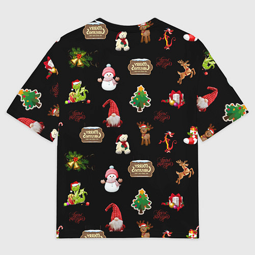 Мужская футболка оверсайз Много новогодних игрушек / 3D-принт – фото 2