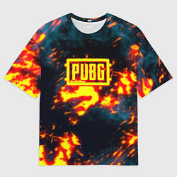 Мужская футболка оверсайз PUBG огненое лого