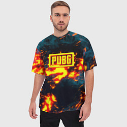 Футболка оверсайз мужская PUBG огненое лого, цвет: 3D-принт — фото 2