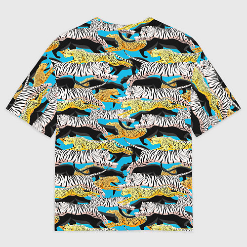 Мужская футболка оверсайз Прыжок диких кошек / 3D-принт – фото 2